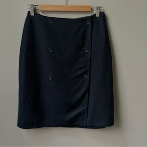 Vintage Linen Blend Sailor Skirt Women's 6 Navy‎ Blue Preppy Classic Nautical